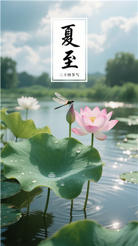 二十四节气夏至荷塘主题海报图片